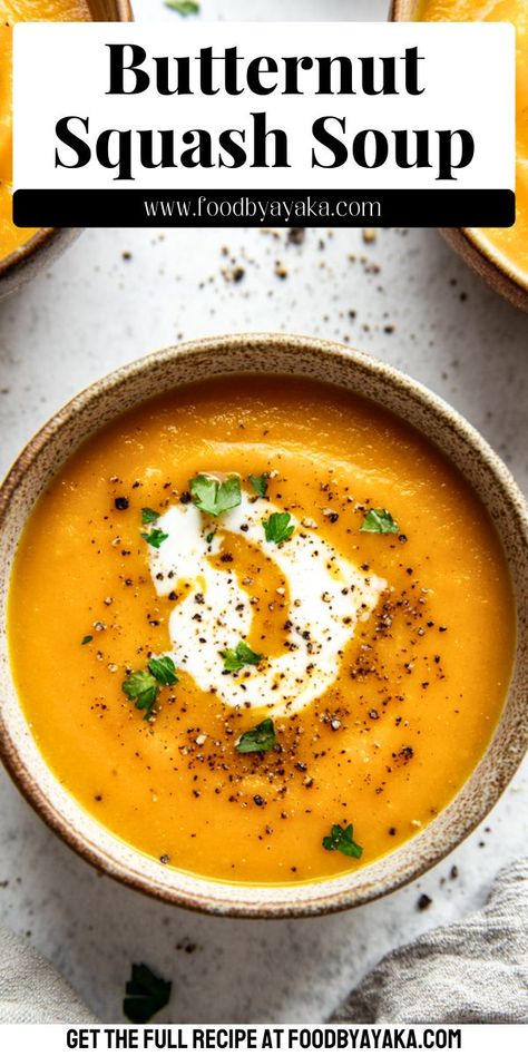 Bowl of creamy butternut squash soup, a cozy choice for holiday dinners and winter comfort. Christmas Dinner Soup, Christmas Soup Recipes, Squash Soup Recipe Easy, Squash Soup Recipes, Dinner Soup Recipes, Holiday Soups, Christmas Soup, Frozen Butternut Squash, Butternut Squash Soup Recipe