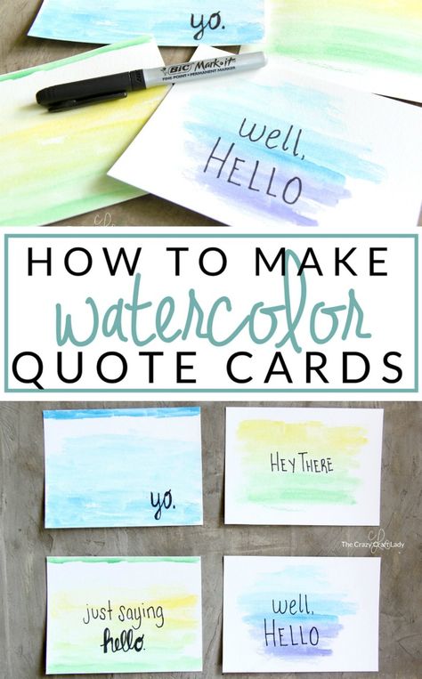 Watercolor Cards Diy Tutorials, Making Watercolor Cards, Watercolor Cards Diy, Watercolor Notes, Watercolor Cards Ideas, Watercolor Quotes, Watercolor Notecards, Diy Watercolor Cards, Diy Lettering