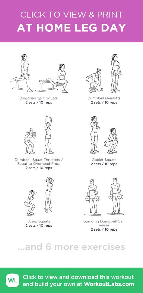 AT HOME LEG DAY – click to view and print this illustrated exercise plan created with #WorkoutLabsFit Leg Day Home Workout, At Home Leg Day, Home Leg Day, Workout Labs, Leg Day Workouts, Exercise Plan, Printable Workouts, Free Workout, Workout Plan Gym