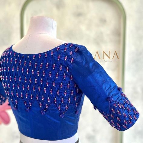 Pin Tucks Blouse Design, Cold Shoulder Blouse Designs, Hands Fashion, Blue Blouse Designs, Silk Saree Blouse Designs Patterns, Patchwork Blouse, Blouse Designs High Neck, Classic Blouse, Aari Blouse