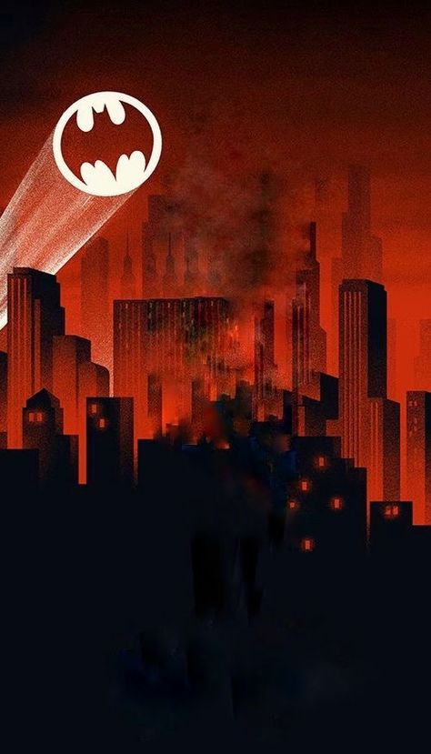 Art Deco Batman, Batman Beyond Drawing, Bat Signal Wallpaper, Gotham City Tattoo, Gotham City Wallpaper, Gotham City Art, Gotham City Skyline, Gotham City Aesthetic, Original Batman