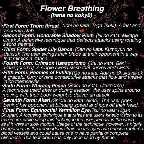 Flower Hashira Oc, Demon Slayer Breath Styles Oc, Fanmade Breathing Styles Demon Slayer, Demon Slayer Breath Styles Ideas, Demon Slayer Breathing Techniques, Demon Slayer Breathing Styles Ideas, Breathing Styles Demon Slayer Oc, Demon Slayer Oc Breathing Styles, Kny Oc Breath Styles