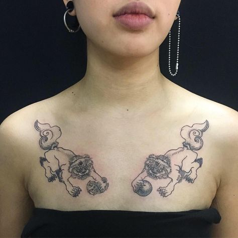 Chinese Dog Tattoo, Fu Dog Tattoo Design, Fu Dog Tattoo, Foo Dog Tattoo Design, Foo Dog Tattoo, Transition Goals, Chinese Dog, Flash Ideas, Tattoo Dog