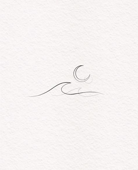 Minimalist Dance Tattoo, Minimal Wave Tattoo, Ash Tattoo, Simple Wave Tattoo, Beachy Tattoos, Small Moon Tattoos, Petit Tattoo, Tattoo Line, Small Pretty Tattoos