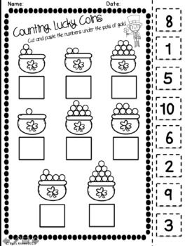 Counting Collections, Kindergarten Goals, Spring Worksheets, Sant Patrick, March Lessons, Valentine Worksheets, Counting Worksheet, Spring Crafts Preschool, Number Worksheet