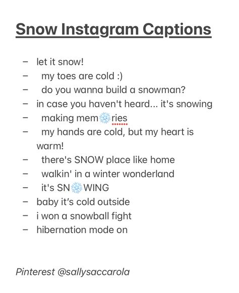 These will be the perfect captions for your instagram posts!  here is a list of phrases for the winter weather, when it is cold and snowing and Christmas begins! Snow Day Captions Instagram, Snow Insta Captions, Snow Captions Instagram, Snow Instagram Captions, Winter Phrases, Cold Quotes, Snow Place, Instagram Captions Clever, Aesthetic Captions