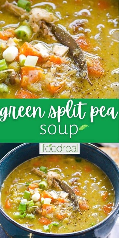 This Green Split Pea Soup recipes makes an easy, delicious and hearty bowl of soup that can be vegetarian or add bone and meat. You have to try it; it's my Ukrainian mom's recipe. :) Split Pea Soup Recipes, Pea Soup Recipes, Pressure Cooker Lentils, Green Split Pea Soup, Ham Dinner Recipes, Dry Beans Recipe, Easy Healthy Soup, Green Pea Soup, Creamy Soup Recipes