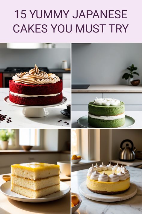 Discover 15 delicious Japanese cake ideas with visually stunning images. This pin showcases a variety of cakes, focusing on unique flavors like matcha and chiffon. Perfectly crafted recipes for any occasion! Japanese Cloud Cake, Japanese Cake Design, Japanese Cake Recipe, Matcha Flavors, Japanese Baking, Japanese Cakes, Japanese Dessert Recipes, Sweet Matcha, Stitch Cake