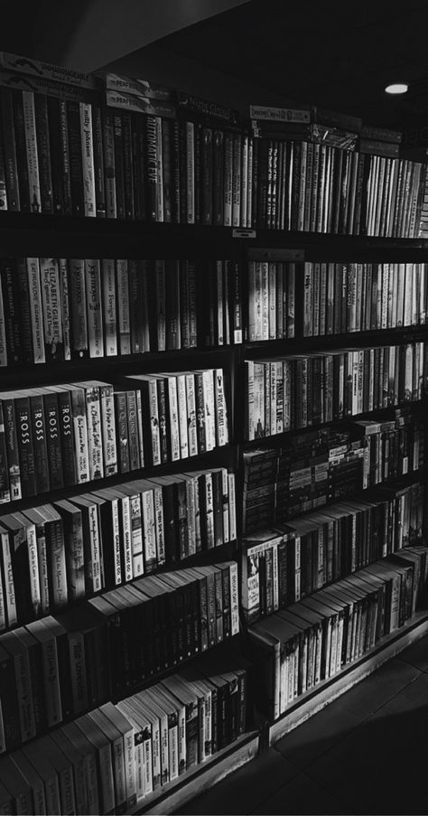 Grey Library Aesthetic, Black And White Library Aesthetic, Black Library Aesthetic, Black And White Aesthetic Books, Black Book Wallpaper, Dark Library Aesthetic, Reading Aesthetic Wallpaper, Bibliophile Aesthetic, Books Black And White