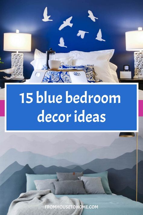 15 blue bedroom decor ideas Relaxing Bedroom Paint, Popular Bedroom Paint Colors, Teal Bedrooms, Blue Bedroom Decor Ideas, Black Walls Bedroom, Dramatic Bedroom, White Bedrooms, Bold Bedroom, House To Home