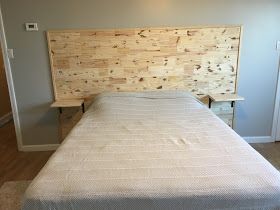 Floating Headboard With Nightstands, Diy King Headboard, Diy King Bed Frame, Plywood Headboard, Build A Headboard, King Size Bed Headboard, Floating Headboard, Rustic Master, Diy Bed Headboard