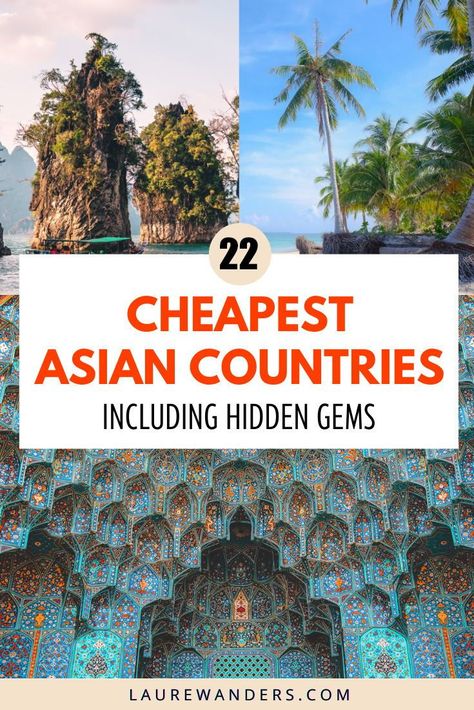 A list with the cheapest Asian countries to travel to. Cheap countries in Asia / Cheap countries to visit in Asia / Cheap destinations to travel in Asia Best Asian Countries To Visit, Best Places To Visit In Asia, Cheap Countries To Visit, Asian Countries To Visit, Asia Travel Bucket List, Asia Vacation, Traveling Asia, Cheap Destinations, Cheap Countries To Travel