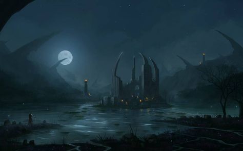 Landscape Wallpapers, Castle Illustration, Fantasy Wallpaper, Dark Castle, Dark Landscape, Fantasy Background, Widescreen Wallpaper, Wallpaper Laptop, Fantasy Theme