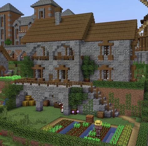 Casa Minecraft, Minecraft Castle Designs, Rumah Minecraft Sederhana, Minecraft Mansion, Minecraft Images, Minecraft Structures, Stone Building, Building Inspiration, Bangunan Minecraft