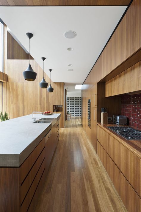 Ikea Galley Kitchen, Modern Galley Kitchen Ideas, White Galley Kitchens, Galley Kitchen Renovation, Brisbane Architecture, Shaun Lockyer, Galley Kitchen Remodel Ideas, Galley Kitchen Layout, Small Galley Kitchen