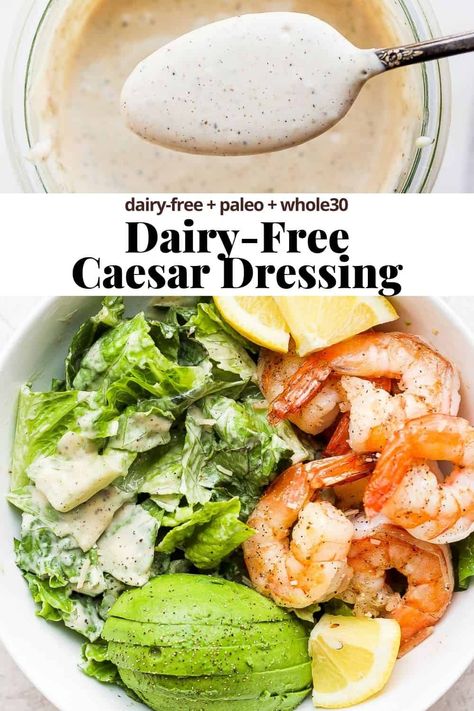 Dairy Free Caesar Dressing, Dairy Free Salad Dressing, Dairy Free Dressing, Caesar Dressing Recipe, Dairy Free Lunch, Dairy Free Sauces, Dairy Free Salads, Dairy Free Recipes Dinner, Dairy Free Dinner