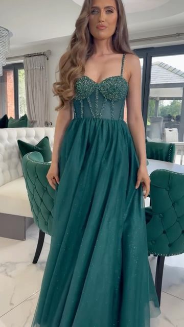 Corset Green Prom Dress, Corset Top Grad Dress, Dark Green Prom Dress Corset Top, Ballgown Prom Dress Corset, Green Corset Dress Prom, Dark Green Corset Prom Dress, Green A-line Prom Dress, Dark Colored Prom Dresses, Green Flowy Prom Dress