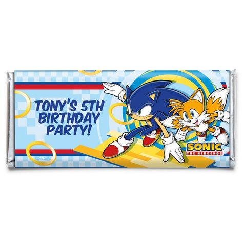 Sonic the Hedgehog 8 Guest Party Pack Label Botol, Pop Rocks Candy, Birthday In A Box, Personalized Candy Bar Wrapper, Personalized Candy Bars, Sonic Birthday Parties, Boys Birthday Party, Sonic Birthday, Personalized Candy