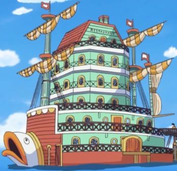 Baratie | One Piece Wiki | Fandom One Piece Baratie Restaurant, One Piece Islands, One Piece Ship Boat, Baratie Restaurant, Sanji Poster, Alvida One Piece, Sunny Go, Restaurant Background, Art Alevel