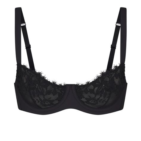 Bring The Romance In This Balconette Bra With Feminine Sheer Tulle Lining, Scallop Lace Detailing, And Supportive Underwire. Features Adjustable Elastic Back Straps, Unlined Lace Cups, Matte Microfiber Wings For Smoothing, Side Boning, And A Back Hook And Eye Closure. Complete The Look With Coordinating Bikini. Fits True To Size. Unlined Lace Cups, Sheer Tulle Lining, Balconette Neckline With Scallop Lace Detail, Underwire For Support, Hook And Eye Back Closure Sarah Is Size 2 And 5' 10” (178 Cm Lace Bra Outfit, Bra Outfit, Cute Bras, Black Lace Bra, Lace Set, Balconette Bra, Black Bra, Fashion Fits, Lace Bra