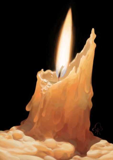 Candle Concept Art, Candle Dripping, Melted Candles, Lighted Candle, Melting Candle, Candle Drawing, Dripping Candles, Single Candle, Painted Candles