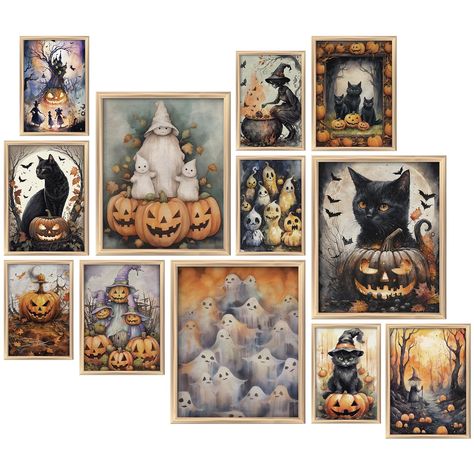 PRICES MAY VARY. Dark Academy Poster Set: the package contains 12 antique wall decorations; 3 pieces 8 x 10 inches/ 20.3 x 25.4 cm posters, 4 pieces of 5 x 7 inches/ 12.7 x 17.8 cm Halloween wall collages, 5 pieces of 4 x 6 inches/ 10.2 x 15.2 cm Halloween prints (frameless) with glue for pasting into your bedroom, to create a mysterious atmosphere Retro Mysterious Design: the gothic decorative poster combines Halloween theme and dark academy style, printed with cats, witches, pumpkins, skull la Cottage Core Halloween, Academia Room Decor, Vintage Halloween Prints, Creepy Aesthetic, Archway Decor, Bedroom Gallery Wall, Dark Academia Wall Art, Skull Lamp, Cat Pumpkin Design