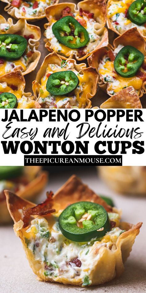 Jalapeño Popper Cupcake, Cream Cheese Food Ideas, Deep Dish Recipes, Jalepeno Popper Wonton Bites, Small Jalapeno Recipes, Picky Eater Appetizers, Or Derves Appetizers, Weenies And Tinis Party Food, Jalapeno Poppers Wonton Cups