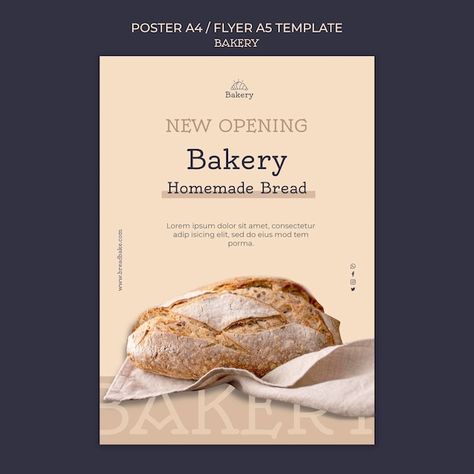 Bakery Poster Design, Bakery Poster, Pop Art Product, Home Bakery Business, Bread Shop, Food Template, Graphic Design Business Card, Flyer Design Layout, Logo Design Process