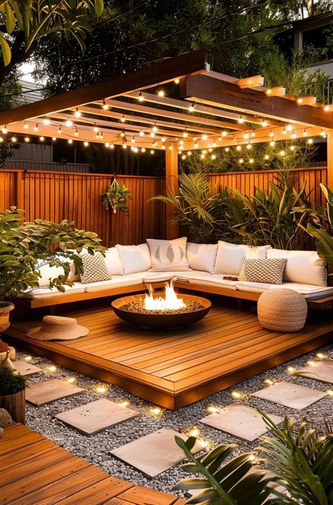 Backyard Renovations, Patio Garden Design, Backyard Remodel, Back Yard Ideas, Backyard Inspiration, Backyard Fire, Backyard Deck, Backyard Inspo, Outdoor Decor Backyard