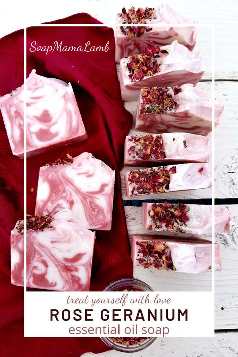 Rose Cold Process Soap, Rose Soap Diy, Rose Soap Recipe, Cold Pressed Soap, Rose Products, Rose Farm, Rose Geranium Essential Oil, Handmade Soap Recipes, Floral Soap