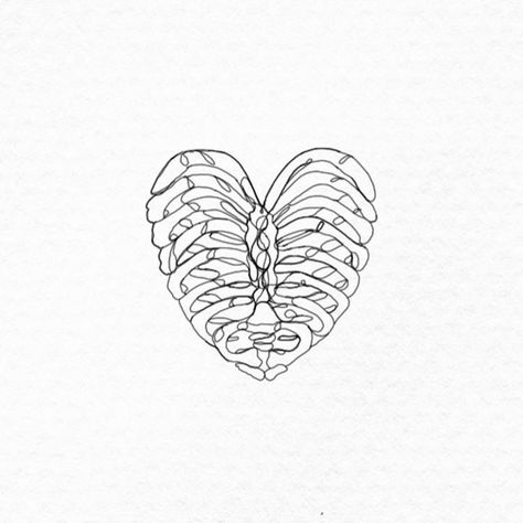 beyah & samson | heart bones Samson Heart Bones, Heart Bones, Bone Tattoos, Line Art Tattoos, Desenho Tattoo, Aesthetic Tattoo, Dope Tattoos, Simplistic Tattoos, Tattoo Stencils