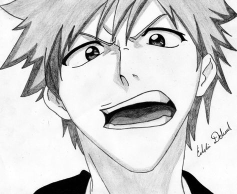 Bleach Anime Drawings Easy, Ichigo Kurosaki Drawing, Drawing Ideas Anime, Bleach Ichigo Kurosaki, Anime Drawings For Beginners, Anime Ichigo, Bleach Drawing, Bleach Ichigo, Drawings Tutorials