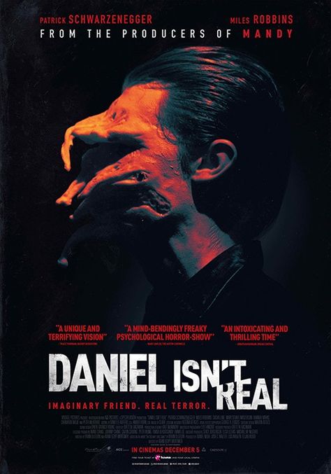 Daniel Isnt Real Poster, Daniel Isnt Real, Interesting Posters, Patrick Schwarzenegger, Recording Studios, Cinema Film, Psychological Horror, Horror Show, Poster Ads