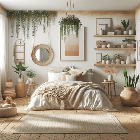 Transform your bedroom into a bohemian paradise with 31 dreamy Boho decor ideas! Discover how to blend color, texture, and artistic flair for a cozy retreat. Click for boho-chic inspiration! 🌸 #BohoBedroom #HomeDecor #InteriorDesign #BohemianStyl Boho Chic Small Bedroom, Decoration Boheme Chic, Boohoo Bedroom, Living Boho Chic, Cozy Bohemian Bedroom, Boho Chic Bedroom Decor, Glow Up Plan, Boho Style Room, Minimalist Diy