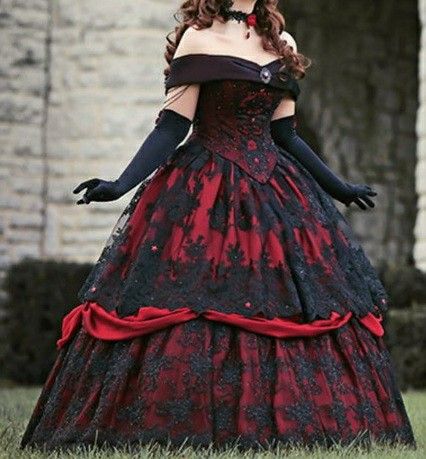 Vampire Dress Prom, Gothic Dress Victorian Ball Gowns, Black And Red Masquerade Dress, Gothic Sweet 16 Dresses, Vampire Quinceanera Dress, Black And Red Victorian Dresses, Gothic Masquerade Dress, Emo Quinceanera Dresses, Gothic Red Wedding Dress