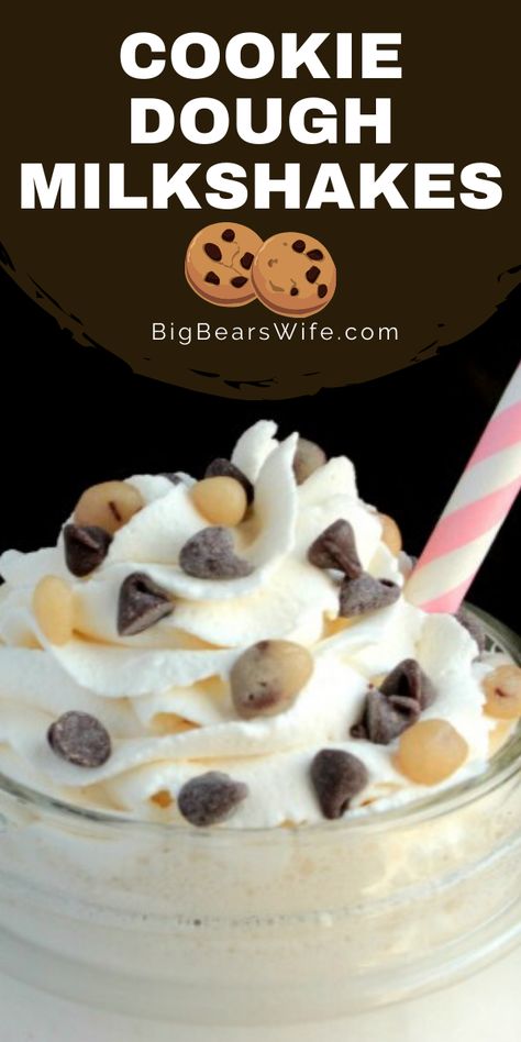 Milkshake Recipe Cookie Dough, Cookie Dough Drink, Cookie Dough Blizzard Recipe, Cookie Dough Milkshake Recipe, Cookie Dough Shake, Cookie Dough Milkshake, Ice Cream Milkshake Recipe, Homemade Milkshake Recipe, Burger Cookies