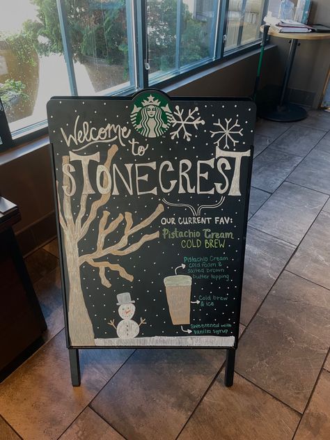 Starbucks Chalk Signs, Starbucks Holiday Chalkboard, Starbucks Sign, Chalk Signs, Cafe Drinks, Chalk Sign, Pistachio Cream, Vanilla Syrup, Chalkboard Signs