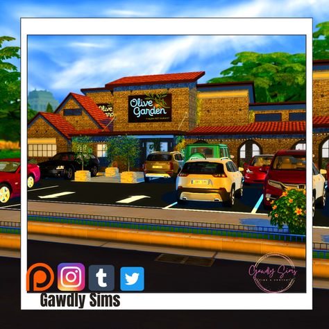 Sims 4 Olive Garden, Sims 4 Dine Out Restaurant, Sims 4 Cc Vacation House, Sims 4 Bulk Cc, Sims 4 Functional Restaurants, Sims 4 Store Signs, Sims 4 Cc Restaurant Lot, Grill Cc Sims 4, Sims 4 Lots Restaurant