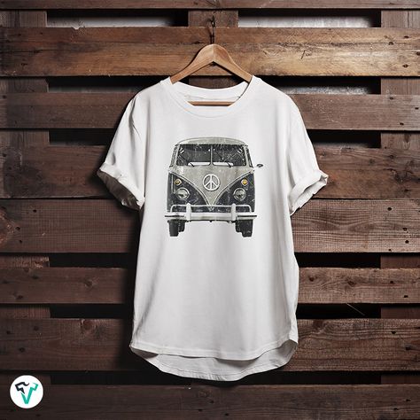 Bohemian Crew Neck T-shirt With Vintage Print, Hippie Short Sleeve T-shirt With Retro Print, Volkswgen Shirt, Vw Bus Shirt, Bootleg Vintage Shirt, 1960s Hippie, Hippie Bus, High Quality T Shirts, Vw Bus