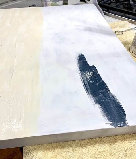 How to Create DIY Art by Painting Over a Thrifted Canvas. - Savvy Apron How To Paint Over Canvas Painting, Repurpose Old Wall Art, How To Redo A Canvas Painting, Canvas Redo Diy, How To Paint Over A Canvas Painting, Diy Large Wall Art, Dyi Art, Large Canvas Painting, Diy Abstract Canvas Art