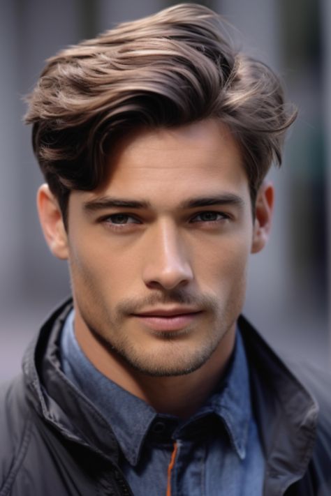 The classic side-parted medium cut is a timeless hairstyle for men with medium-length hair. It’s versatile, suiting a variety of face shapes and hair types. Click here to check out more best medium-length hairstyles for men. Coarse Hair Men Haircuts, Man Side Part Haircut, Long Face Men Hairstyles, Mens Side Part Hairstyles Medium, Classic Hairstyle Men, Classic Man Hairstyle, Medium Length Side Part Hair Men, Long Hair Long Face Shape, Hảir Cut For Men Medium