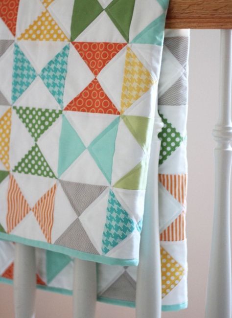 Easy Hourglass Quilt Block, Hour Glass Quilt Pattern, Hourglass Quilt Pattern, Hourglass Quilts, Hourglass Quilt Block, Hourglass Quilt, Crib Quilts, Neutral Baby Quilt, Gingham Quilt