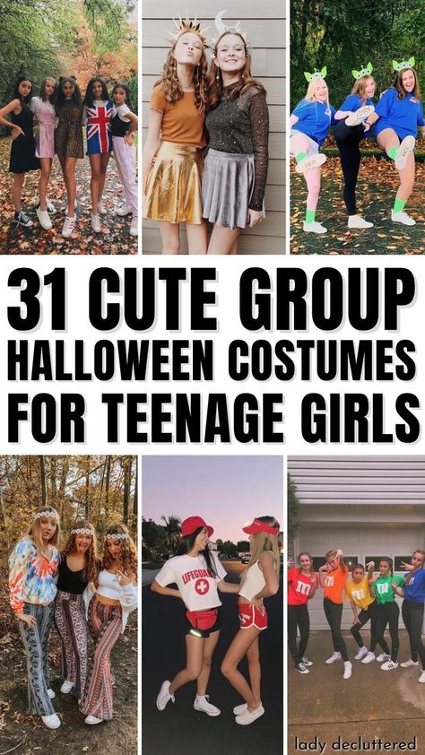 31 Cute Group Halloween Costumes for Teenage Girls Easy Teenage Halloween Costumes, Halloween Costumes For 9 Yr, Teenage Group Halloween Costumes, Halloween Costumes 11 Girl, Cute Holloween Costumes For Teen Girl, Halloween Costume For 10 Year Girl, Middle School Group Halloween Costumes, Costumes For Middle Schoolers, Halloween Costumes 12-13