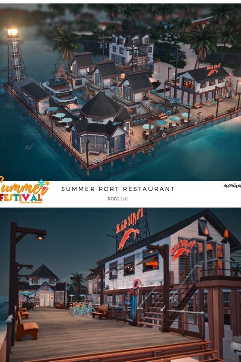 The Sims 4 Sulani Summer Festival Restaurant, coastal and cozy design. No CC Lot.  #ShowUsYourBuilds #thesims4 #Sims4 #sims4game #ts4house #ts4build #ts4builds #ts4nocc #ts4mm #simsbuilds #ts4 #sims4housebuild #sims4house #sims4home #sims5  #sims4build #simshousedesign #thesims4housebuild . Lot size: 50/50. No Custom Content was used NoCC . Download @thesimsresource here: https://www.thesimsresource.com/downloads/1708315 Food Truck Sims 4, Island Home Sims 4, Sims4 Builds No Cc, Sims 4 Festival Lot, Sims 4 Lots Restaurant No Cc, Sims 4 Theme Park, Sims 4 Chinese Restaurant, Sims 4 Art Center, Sims 3 Community Lots