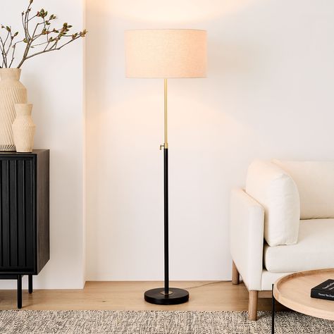 Telescoping Adjustable Floor Lamp | West Elm Couch And Chaise, West Elm Floor Lamp, Los Angeles Bungalow, Philadelphia Apartment, Big Bear Mountain, Sunset Decor, Modern Standing Lamps, Club Lighting, Tower Light