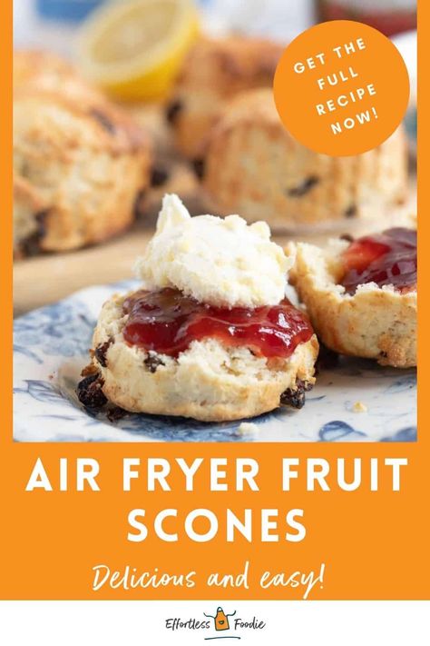 Discover how to make deliciously light and fluffy air fryer fruit scones in just 8 minutes. Perfect for a quick and easy afternoon tea treat. Ideal for beginners and seasoned bakers alike. Air Fryer Fruit Scones Recipe, Air Fryer Scones Recipe Easy, Air Fryer Fruit Scones, Airfryer Scones Recipe, Air Fryer Scones, Scones Recipe Uk, Fruit Scones Recipe, Cherry Scones, Air Fryer Recipes Dessert