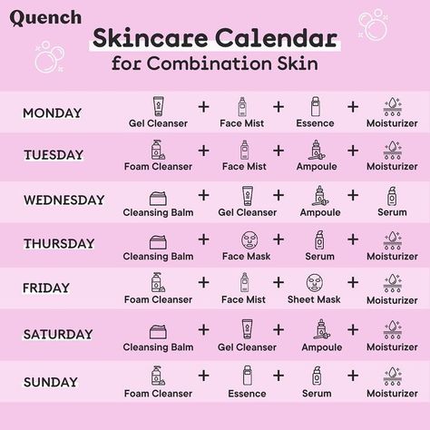 Not every combination is as good as french fries and ketchup, some need a little maintenance! . SAVE this post now & start following this #SkincareRoutine that could help you balance out your combination skin! ~ Visit the link in bio to check out our skincare babies now 🌸 ~ #QuenchBotanics #simplifiedskincare #MadeInKorea #KoreanSkincare #Skincare #Quench #CombinationSkin #SkincareRoutine #CombinationSkincare #SkincareCalendar #LearnWithQuench #GlowingSkin #HealthySkin #SelfLove #Skin #Beauty Skin Care Calendar, Skincare Calendar, Skincare Routine Combination Skin, Skin Routine Steps, Combination Skin Makeup, Combination Skin Care Routine, Combination Skin Routine, Skincare For Combination Skin, Cleanser For Combination Skin