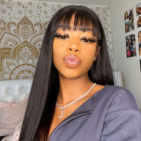 Bangstyle Hair Long, Leah Sorrell, Bangstyle Hair, Prada Necklace, A Virtuous Woman, Natural Braided Hairstyles, Straight Weave Hairstyles, Virtuous Woman, Dyed Natural Hair