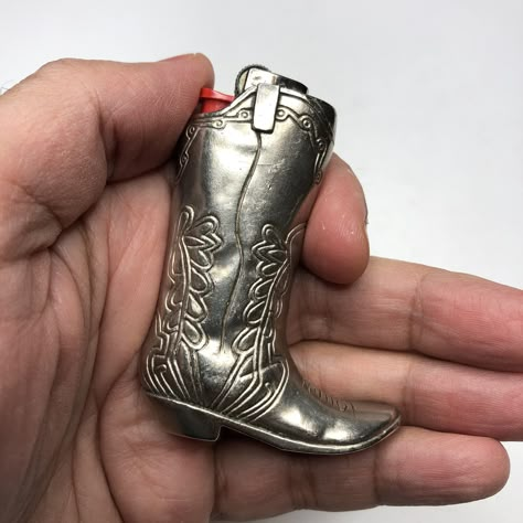 Cowboy Boot Lighter Case, Vintage Lighter Aesthetic, Cowboy Lighter, Cowboy Boot Lighter, Applying Lipgloss, Boot Lighter, Fancy Thanksgiving, Vintage Lighter, Custom Lighters