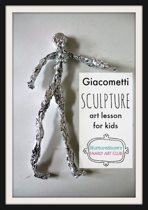 Giacometti Sculpture, February Art Projects, Giacometti Art, Simple Sculpture, Art Lesson Plan, Sculpture Art Projects, Art Project For Kids, 4th Grade Art, Sculpture Projects